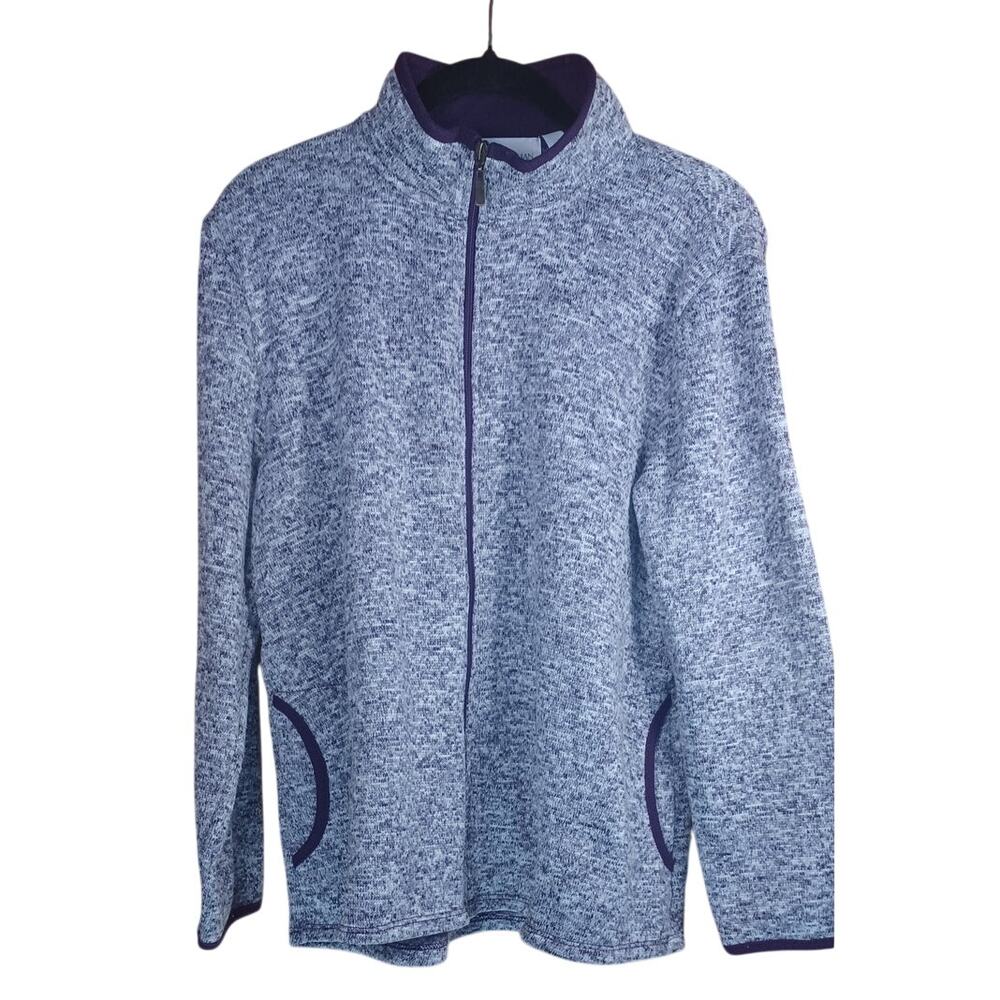 Stan Herman Fleece Jacket Purple Size XL Full Zip Up Long Sleeve Sweater